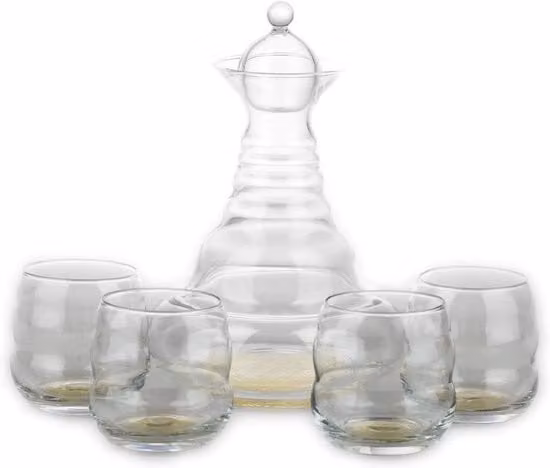 Set elegante carafe con bicchieri - 1,3 l - oro - set di vetro