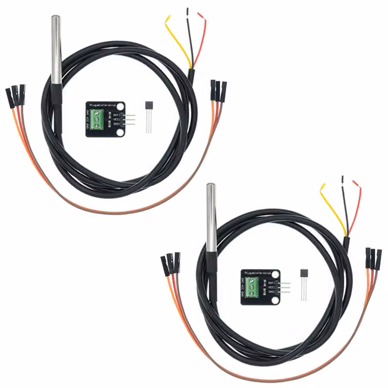 Kit di 2 moduli sensore di temperatura con cavo da 1 metro e sonda impermeabile