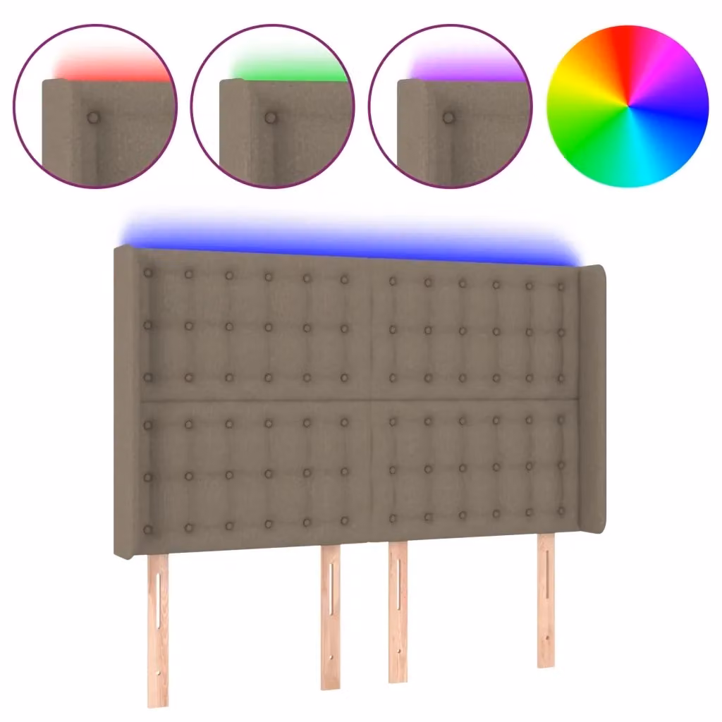 Testiera con LED Design Mania in tessuto beige con porta USB e luce da lettura L: 147 cm, P: 16 cm, H: 118-128 cm – 2