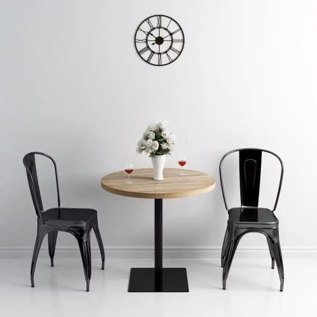 Tavolo Bistrot Rotondo vidaXL in MDF e Metallo Colore Marrone L: 80 cm, H: 75 cm