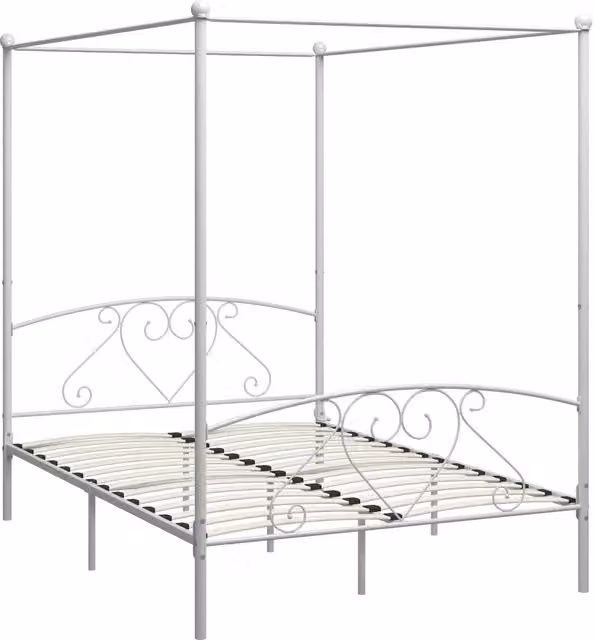 Giroletto Baldacchino senza Materasso-Struttura Letto Bianco 140x200 cm Metallo