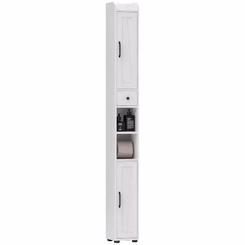 HOMCOM Armadio alto bagno con ante a battente fattoria 20x20x185cm Bianco