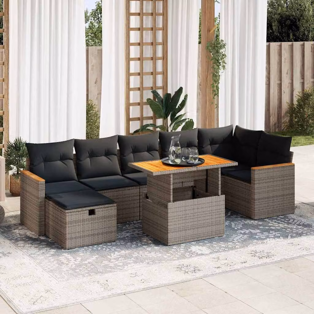 Maison Exclusive - Set divani da giardino 5 pezzi con cuscini grigio polyrattan