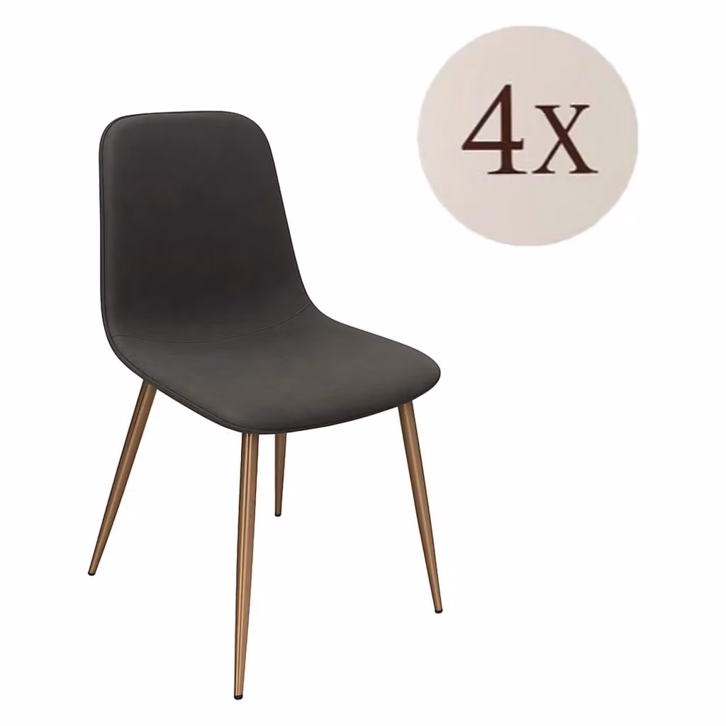 Set di 4 sedie moderne DMORA in tessuto velvet grigio con dettagli oro per cucina e soggiorno – 2