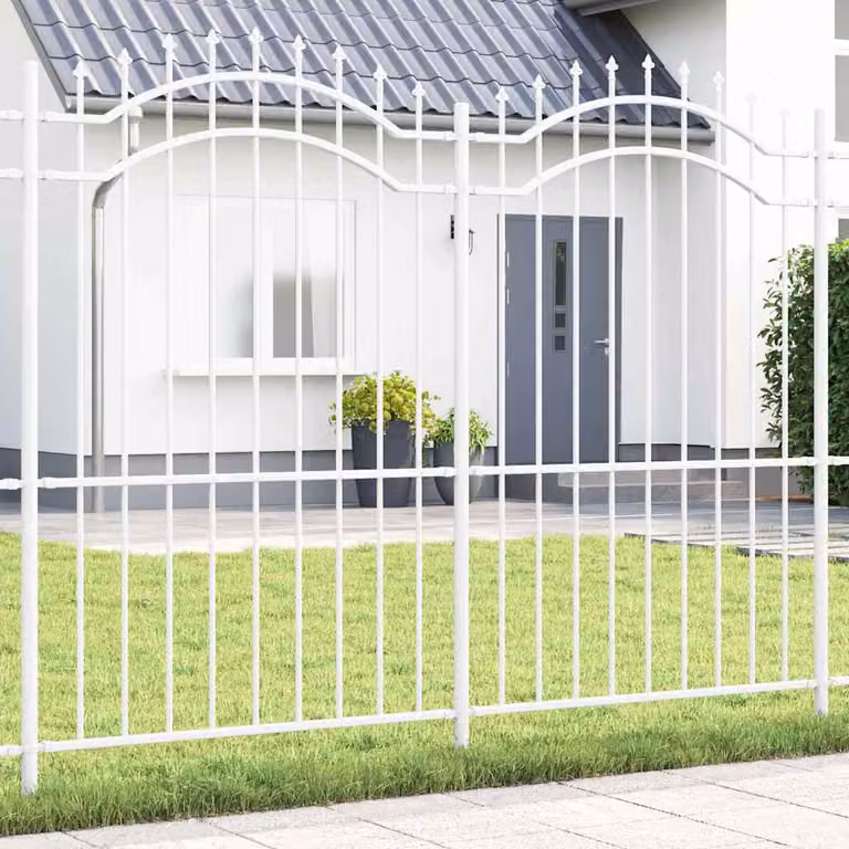 Recinzione per giardino vidaXL WOERDEN in acciaio verniciato a polvere, Bianco, L: 240 cm, H: 215 cm