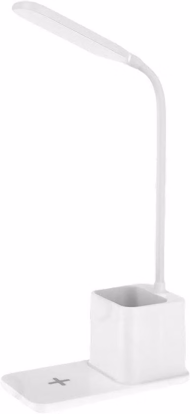 Lampada da tavolo – Lampada da comodino con luminosità regolabile, base di ricarica wireless, organizer da scrivania con illuminazione multifunzionale, tecnologia a filamento, soluzione compatta ideale per lo studio