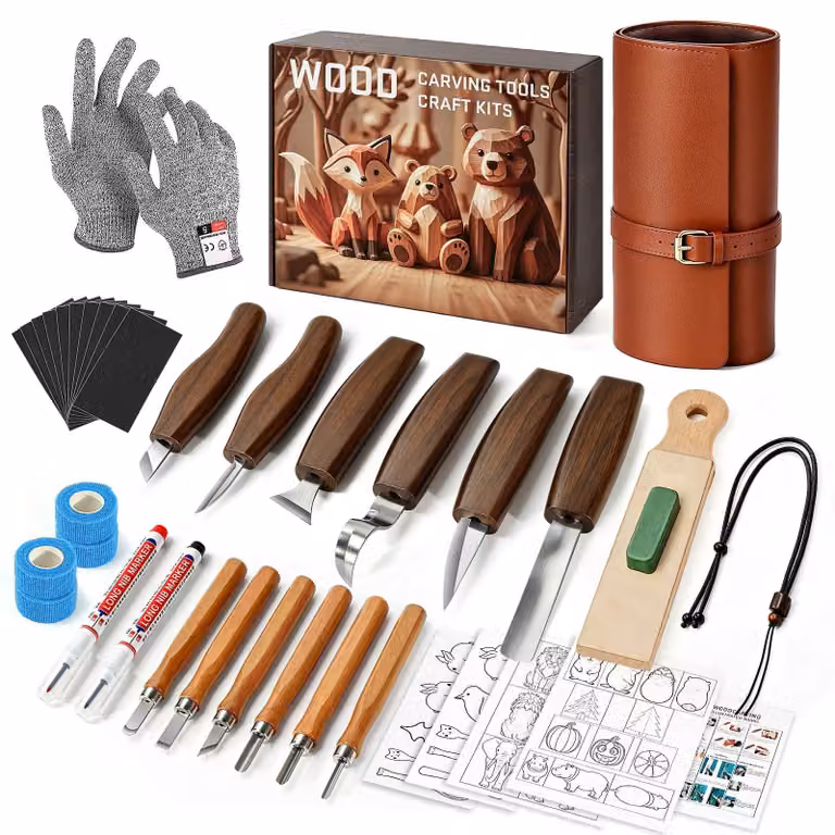 Elzusha - Set di strumenti per la lavorazione del legno, composto da 40 pezzi