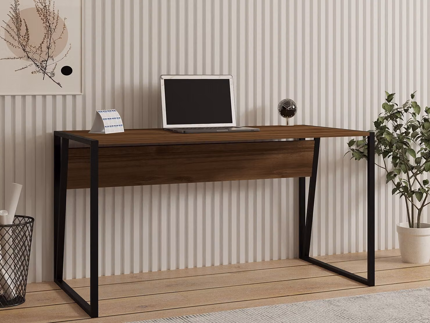 Skye Decor, Kemer- Kemer PUQ, colore noce, nero, tavolini da salotto, 74x140x70 cm, pannello truciolare rivestito al 100% in melamina