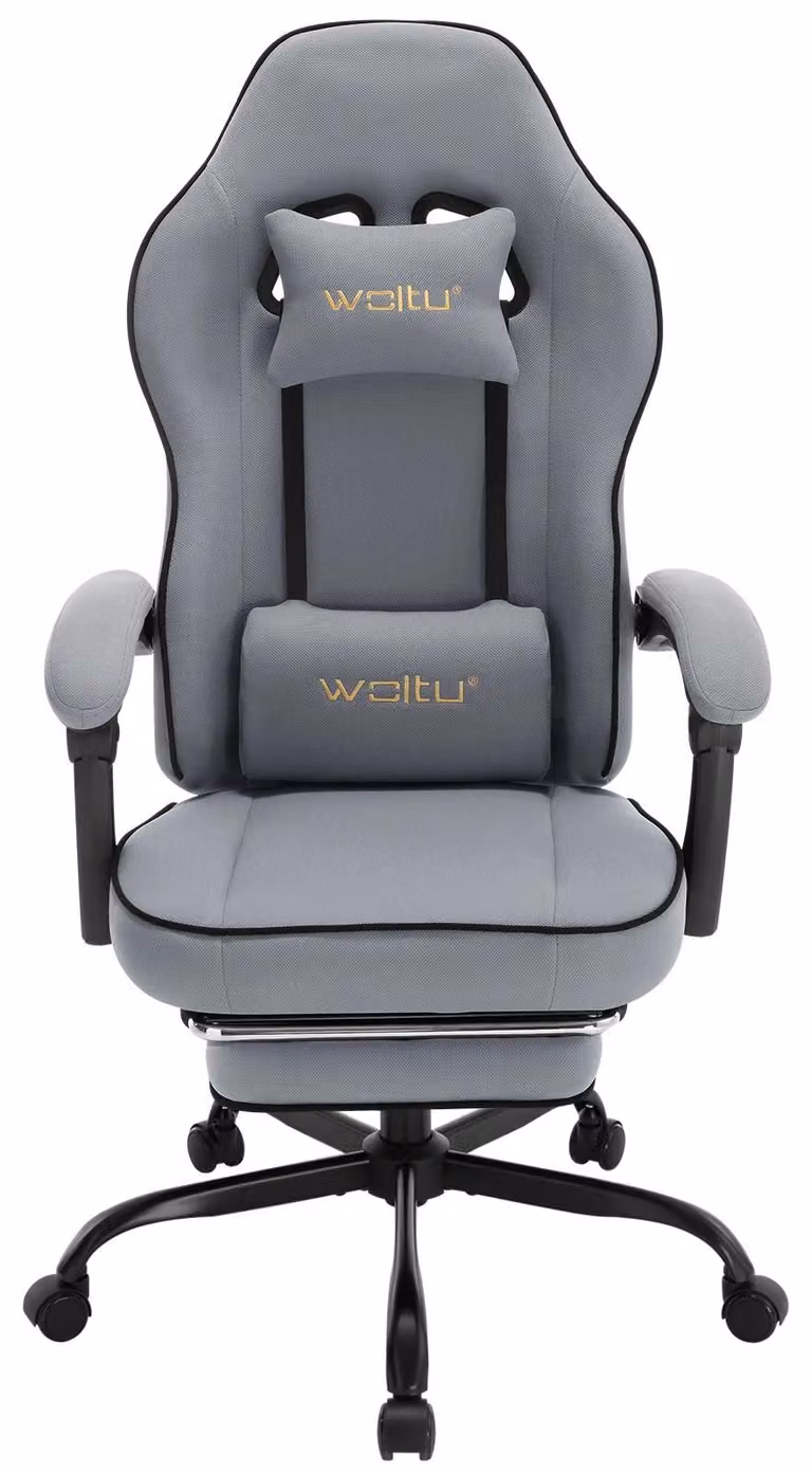 Sedia da ufficio ergonomica - Sedia da gaming - Regolabile in altezza - Girevole - Imbottita - Con braccioli - Con rotelle - Tessuto a rete grigio