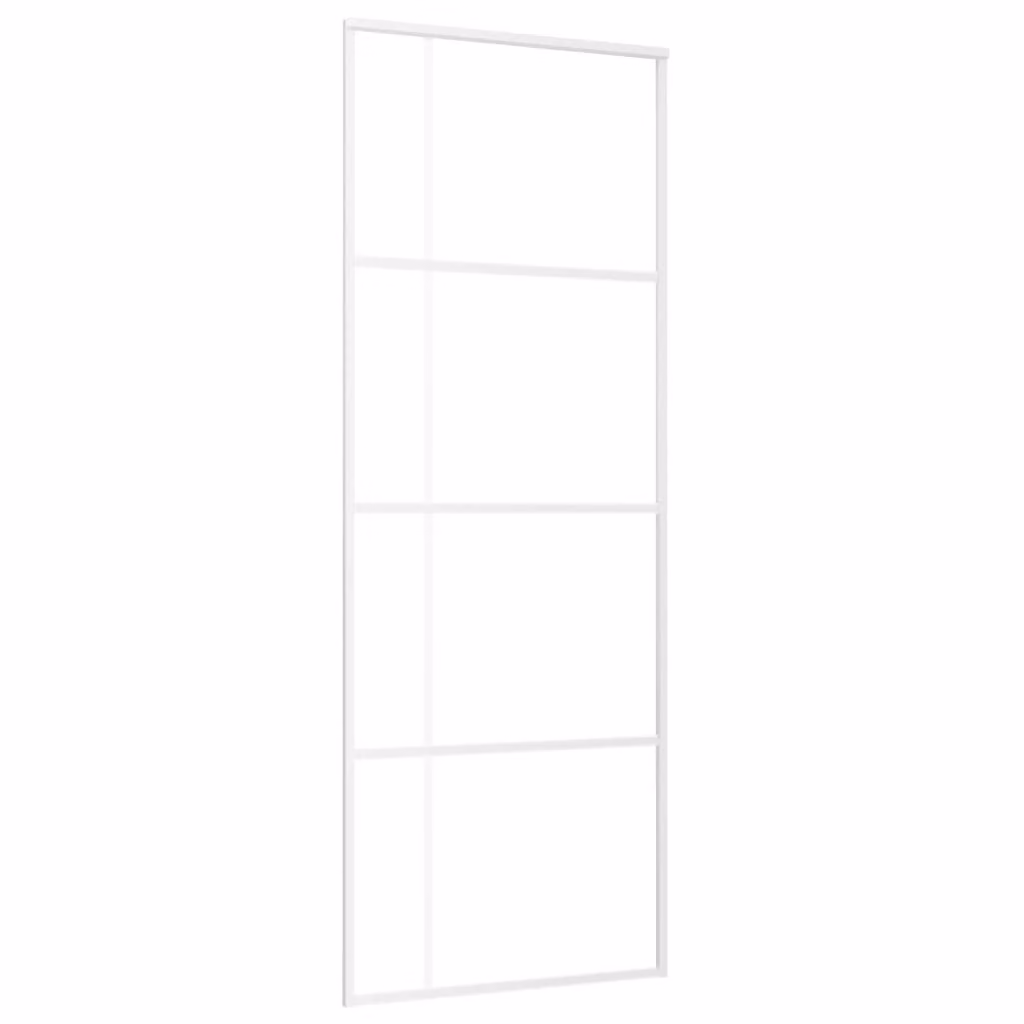 Porta Scorrevole ESG Vetro e Alluminio 76x205 cm Bianca