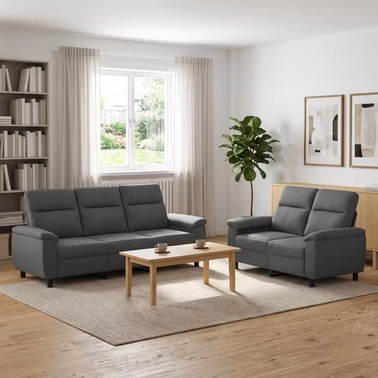 Set di 2 divani moderni vidaXL in tessuto grigio con struttura in metallo per il tuo soggiorno