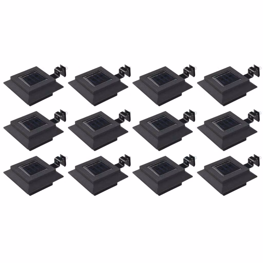 The Living Store Luci solari da esterno 12 pz. LED Rettangolare 12 cm Nero