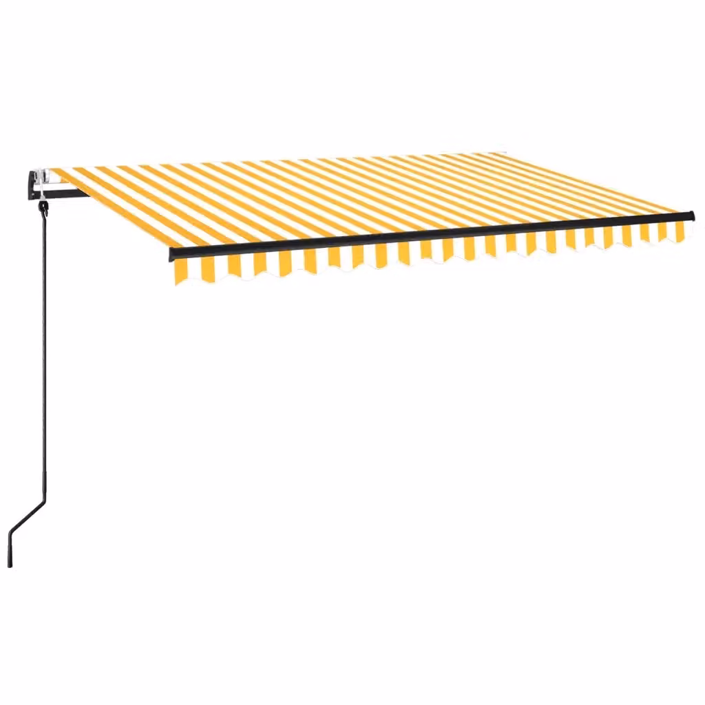 Tenda da Sole Retrattile Automatica vidaxl con Telecomando in Alluminio e Poliestere, Colore Giallo, Bianco e Antracite, L: 450 cm, P: 350 cm – 2