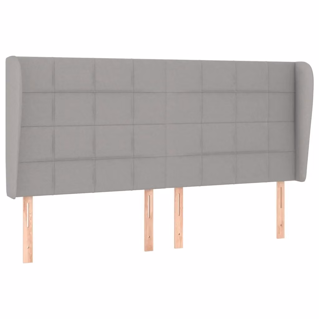 Testiera ad orecchio Design Mania in tessuto grigio chiaro, L: 203 cm, P: 23 cm, H: 118/128 cm – 2