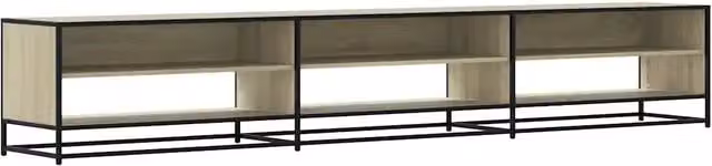 Mobile porta TV in stile industriale con ampio spazio contenitivo 270 x 40 x 46 cm realizzato in legno composito di rovere Sonoma 02_0055623