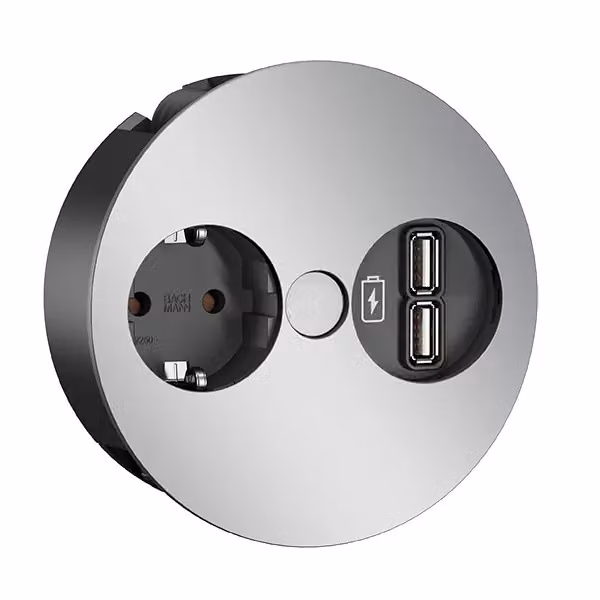 BACHMANN TWIST Caricatore USB cromato a contatti protettivi, cavo da 0,2 m con spina GST18 (931.033)