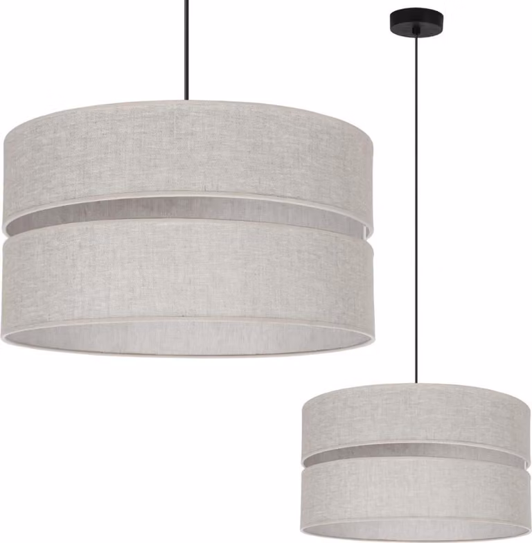 Lampada a sospensione Len Duo nero a 1 luce paralume beige chiaro L01 40cm