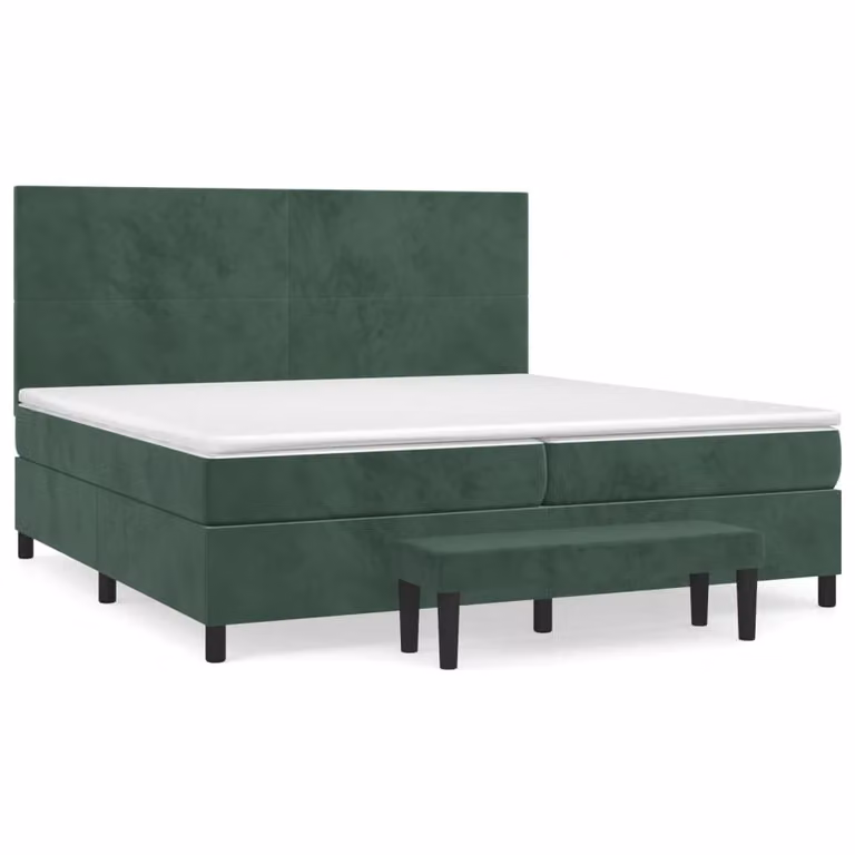 Giroletto a Molle con Materasso Verde Scuro 200x200 cm Velluto