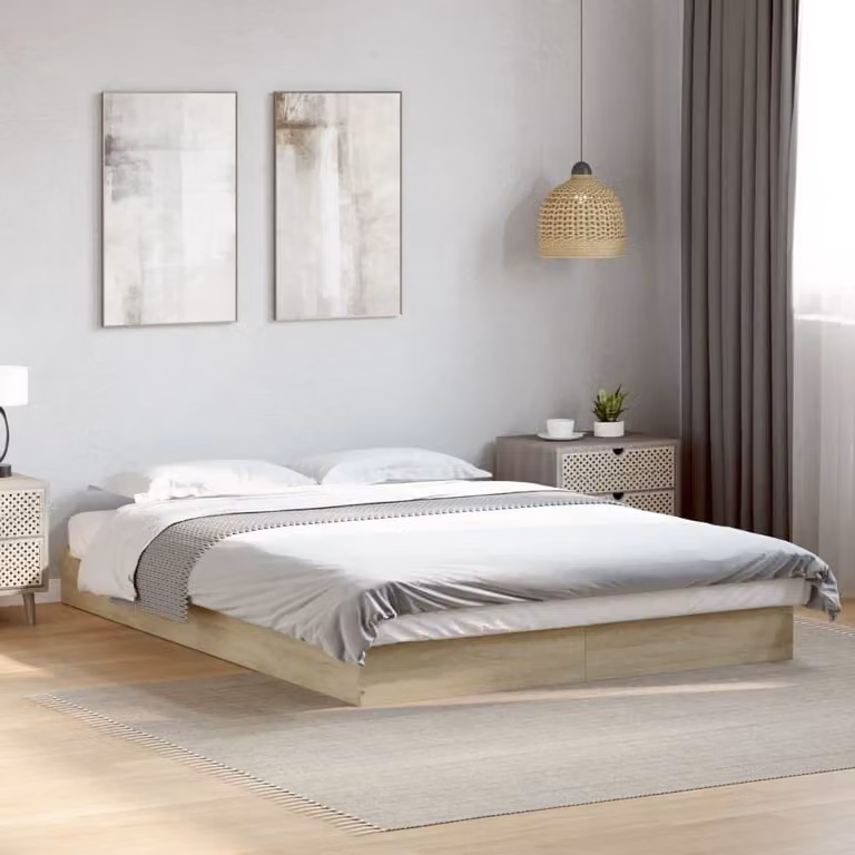 vidaXL Giroletto senza Materasso in Rovere Sonoma e Truciolato, L 140 x P 200 cm