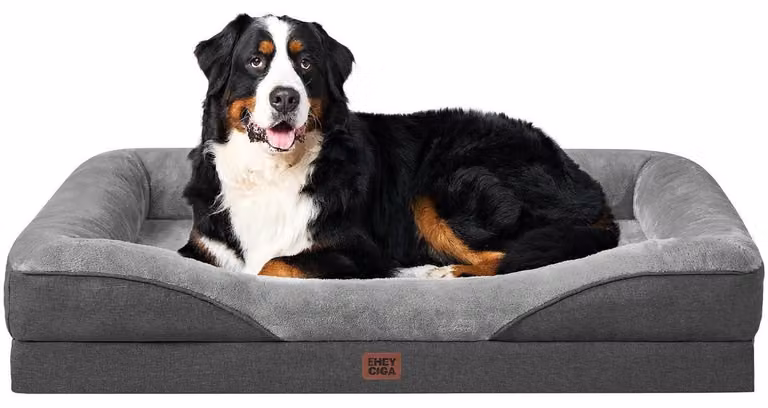 Cuccia ortopedica per cani con 4 bordi, dimensioni 122x89 cm, colore grigio