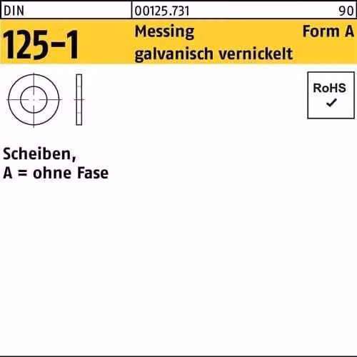 Rondelle Reyher DIN 125 Ottone A 3.2 Ni 001257310032000 (1000 pezzi)