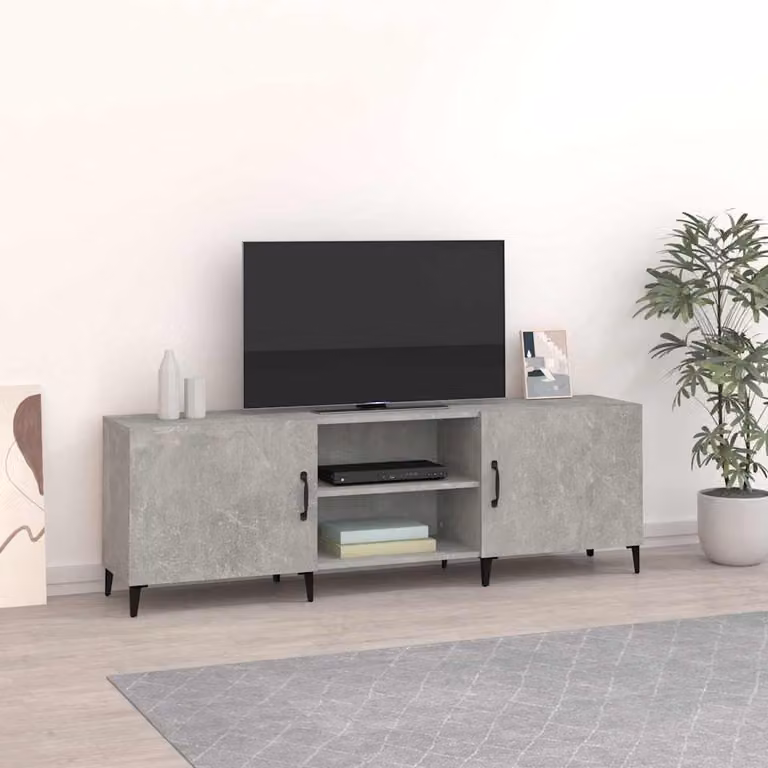 vidaXL Mobile Porta TV Grigio Cemento in Legno e Metallo L: 150 cm, P: 30 cm, H: 50 cm