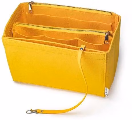 Robusti organizer tascabili gialli con portachiavi e scomparti con cerniera 2 in 1