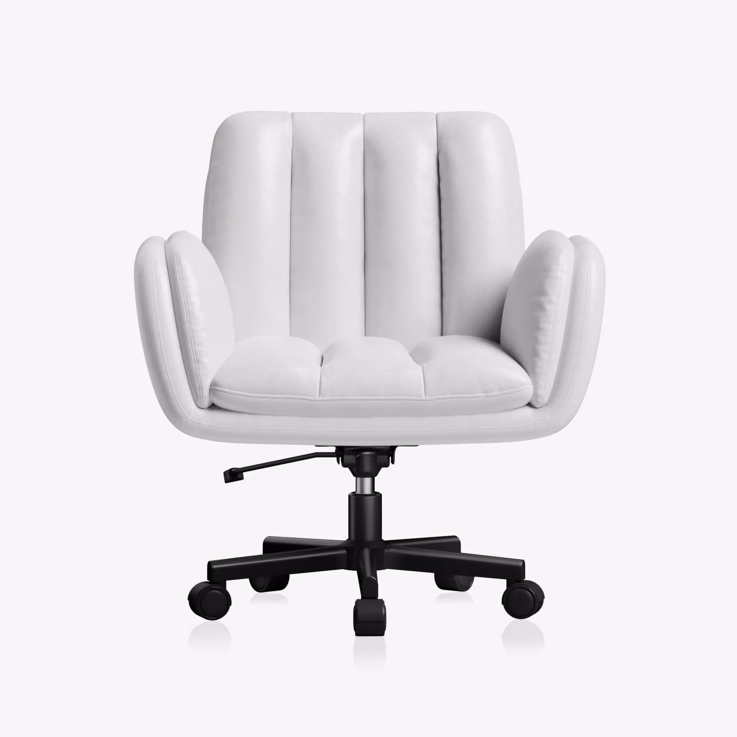 Sedia da scrivania confortevole - Sedia da ufficio ergonomica - Ampia seduta imbottita - Regolabile in altezza - Braccioli pieghevoli - Rotella girevole - Ideale per l'ufficio domestico - Colore: bianco
