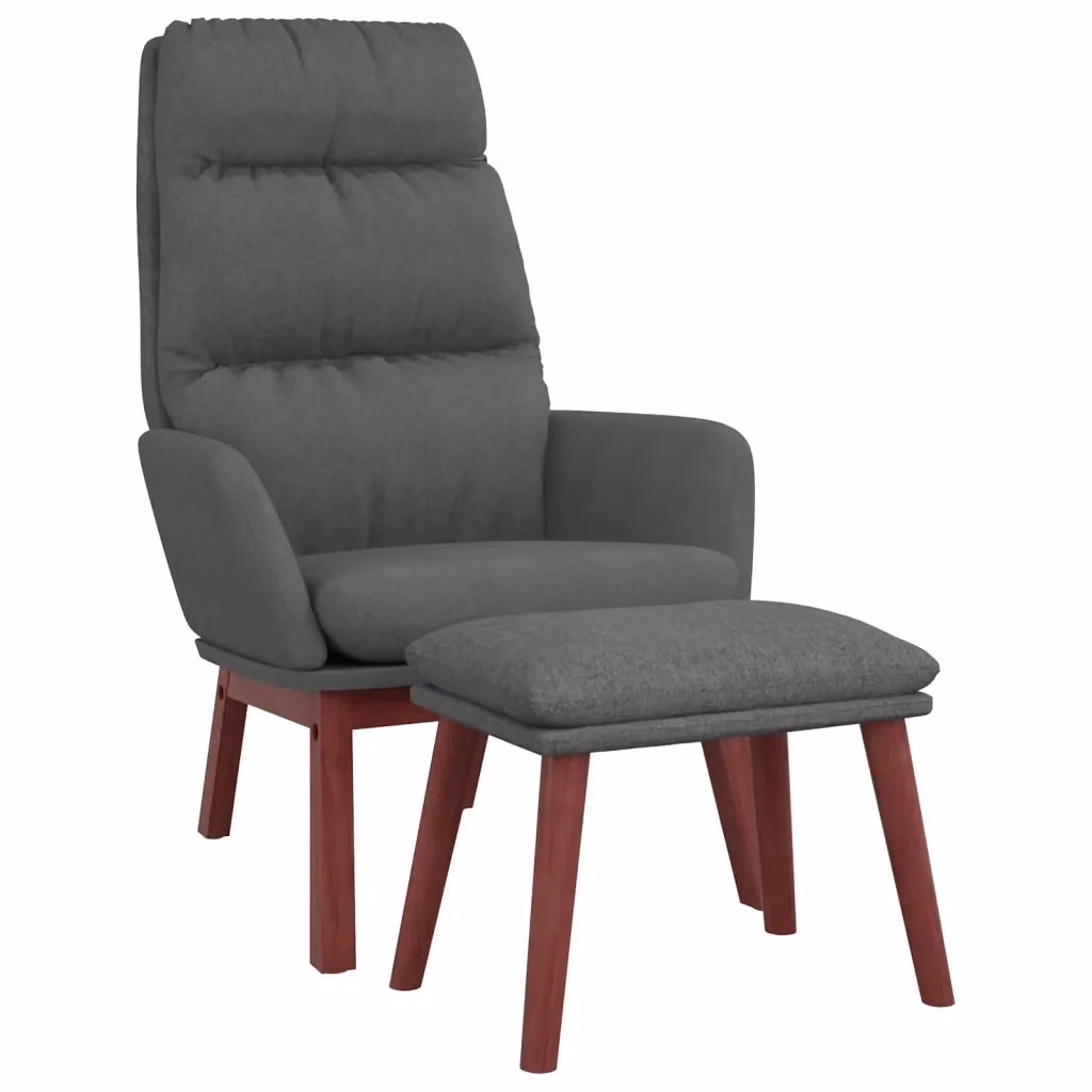 Poltrona Relax con Poggiapiedi vidaXL in Tessuto Grigio con Braccioli e Struttura in Legno e Metallo – 2