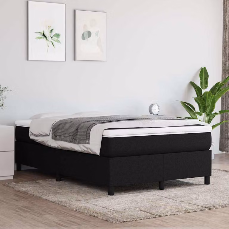 Struttura Letto a Rete a Molle vidaXL in Tessuto Nero L: 120 cm, P: 200 cm, H: 35 cm