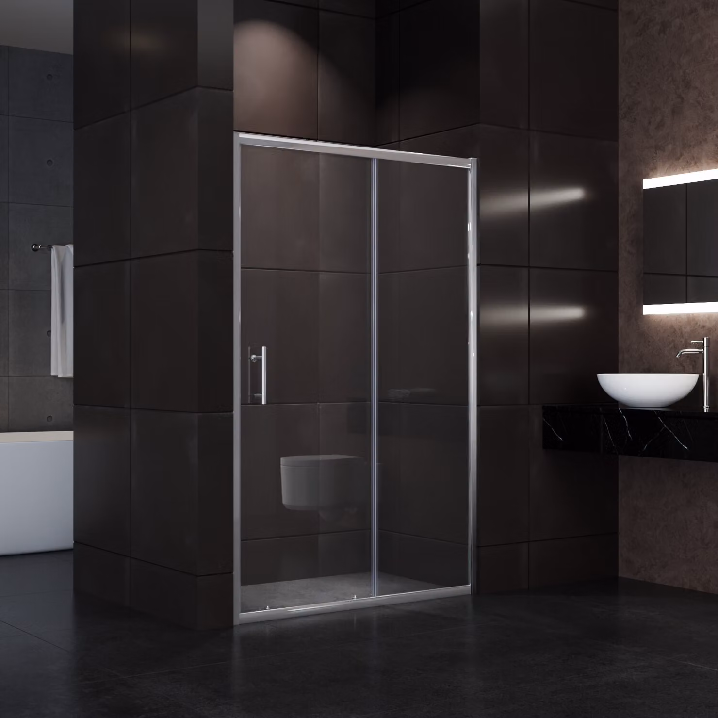 SONNI porta scorrevole 120x185cm doccia schermo doccia in vetro trasparente