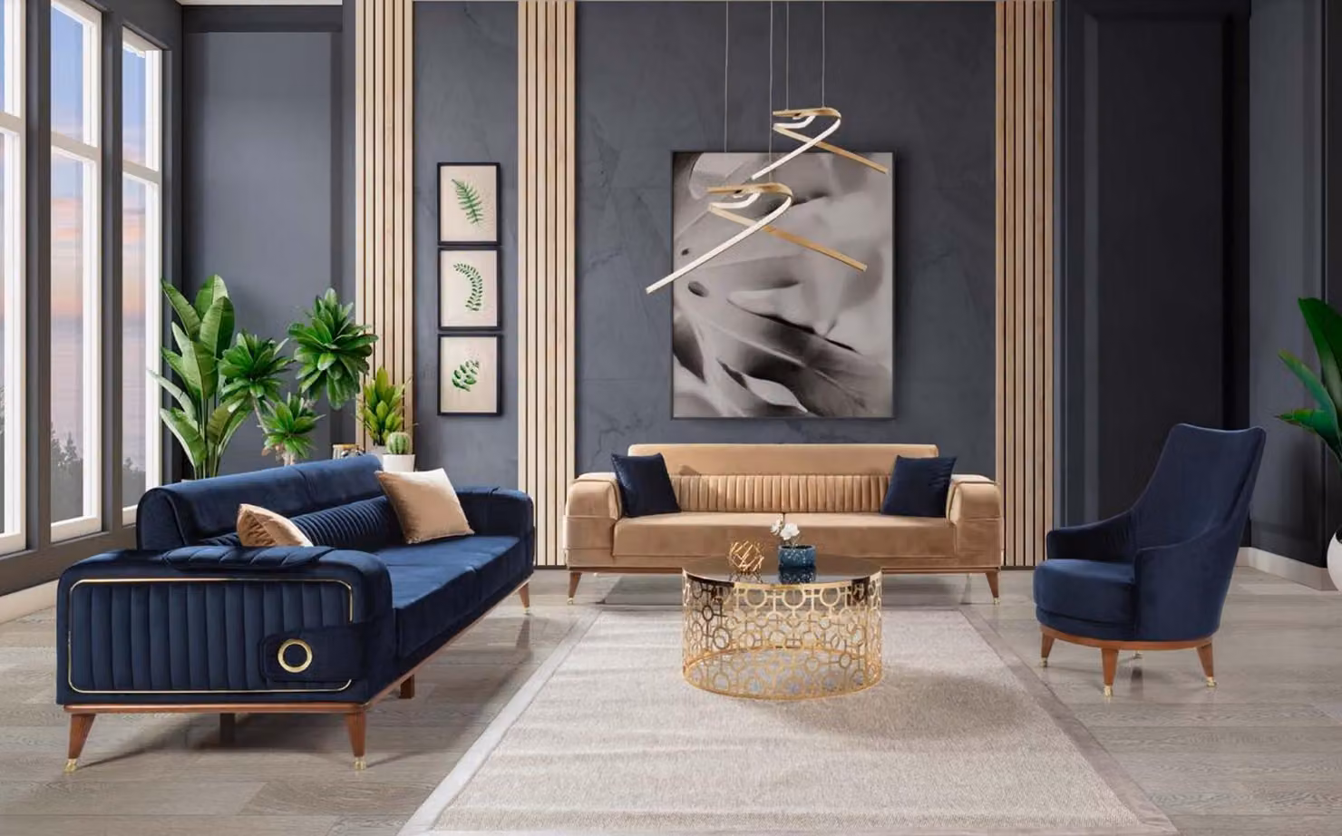 Luxus Sofagarnitur 3+3+1 Sitzer Set Design Sofa Polster Couchen Couch Modern
