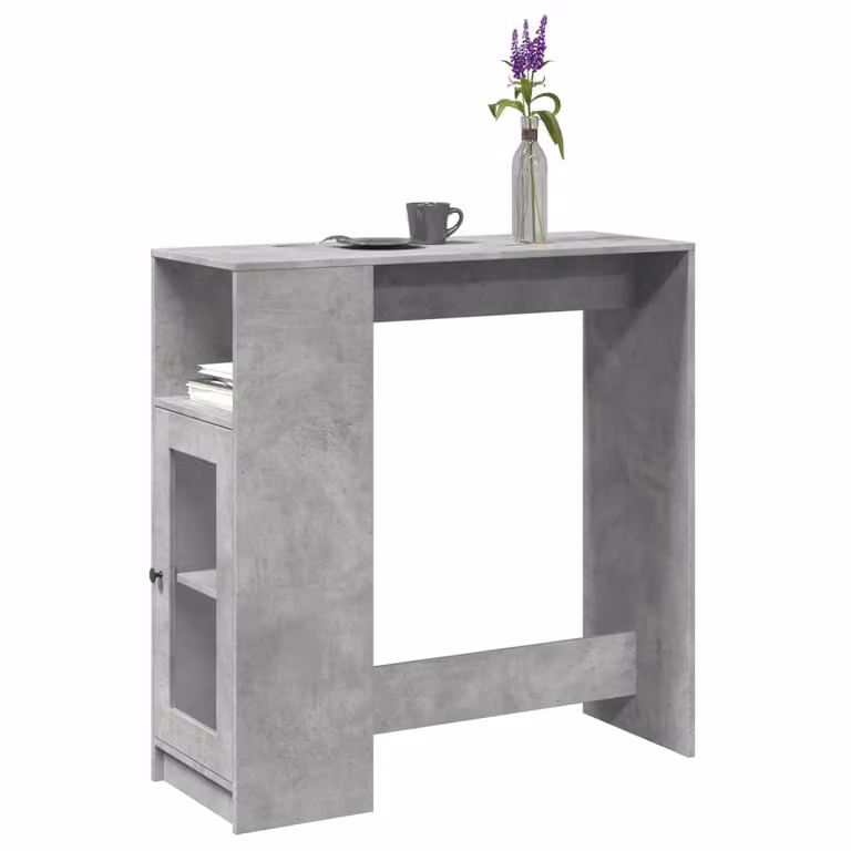 vidaXL Tavolo Bar con Rastrelliera Grigio L: 101 cm, P: 40 cm, H: 103,5 cm in Multistrato