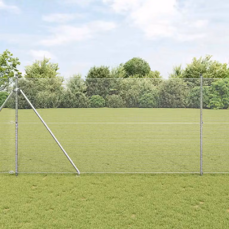 vidaXL Recinzione in rete saldata con punte in acciaio zincato argento L: 150 cm, H: 50 cm