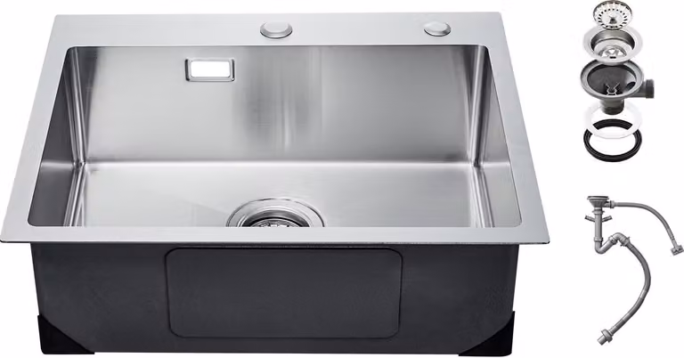 Lavello da cucina Lavello da incasso a vasca singola in acciaio inox 68x45x19cm Lavello da cucina