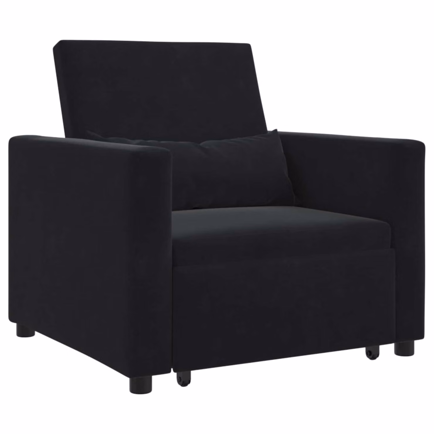 vidaXL Divano letto singolo estraibile in velluto nero con struttura in metallo e braccioli