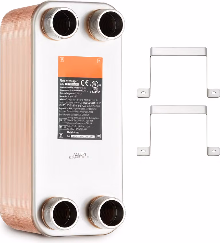 SucceBuy Scambiatore di calore a piastre saldobrasate da 50 piastre, 5 "x 12". Realizzato in rame/acciaio inox 316L. Ideale per riscaldamento a pavimento, riscaldamento dell'acqua calda, scioglimento della neve e raffreddamento della birra. Scambio di cal