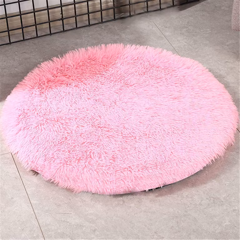 Tappetino per cani, cuccia per animali domestici, in peluche, lavabile, rosa, diametro 40 cm