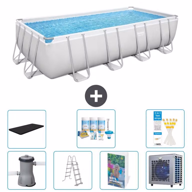 Bestway Power Steel, piscina rettangolare - 488x244x122 cm - composta da 6 parti, modello S612