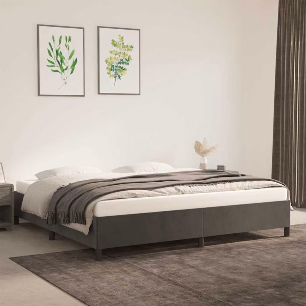 vidaXL Giroletto imbottito in velluto Grigio Scuro L/P/H: 200 x 200 x 35 cm