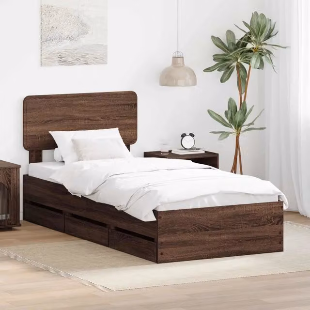 Struttura del letto con cassetto Quercia marrone 100 x 200 cm 3412219