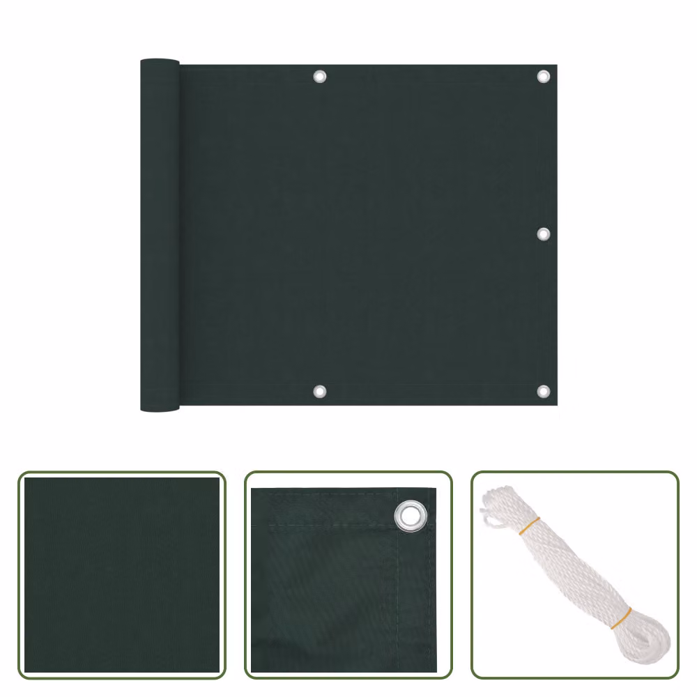 The Living Store Schermo privacy per balcone verde scuro 75x600 cm Tessuto Oxford
