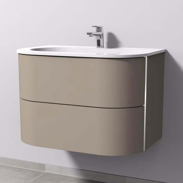 Sanipa 4balance: lavabo in Vetroceramica + mobile sottolavabo da 80 cm con 2 cassetti