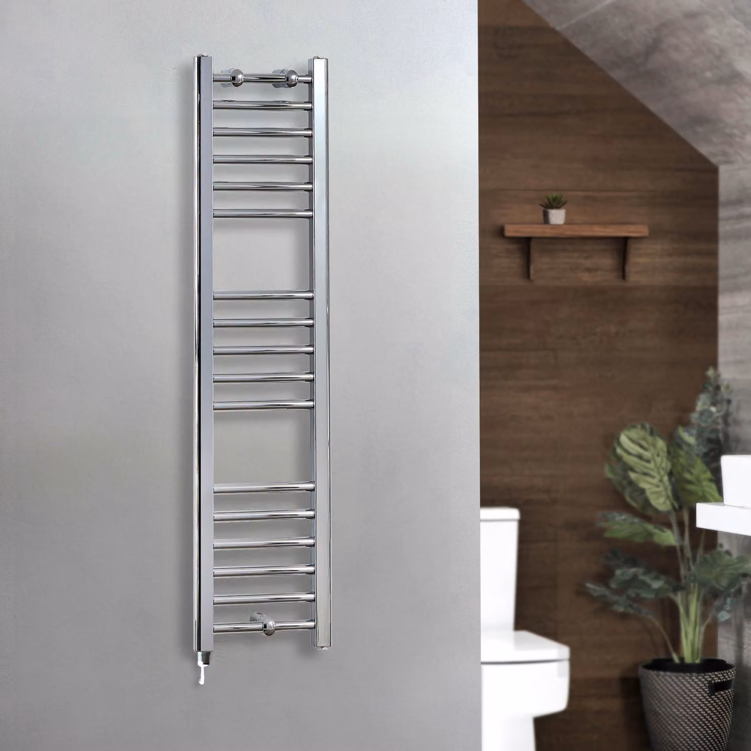 Scaldasalviette Elettrico Diritto Cromato Kent ECOSO by Hudson Reed L: 120 cm, P: 30 cm