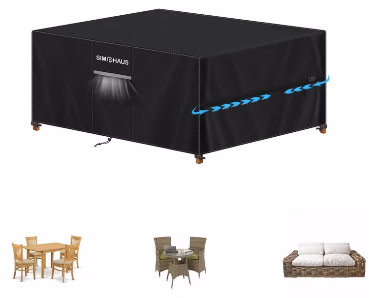 Copertura per mobili da giardino, telo protettivo per tavolo da giardino 120x90x74 cm, colore nero, tessuto Oxford 420D