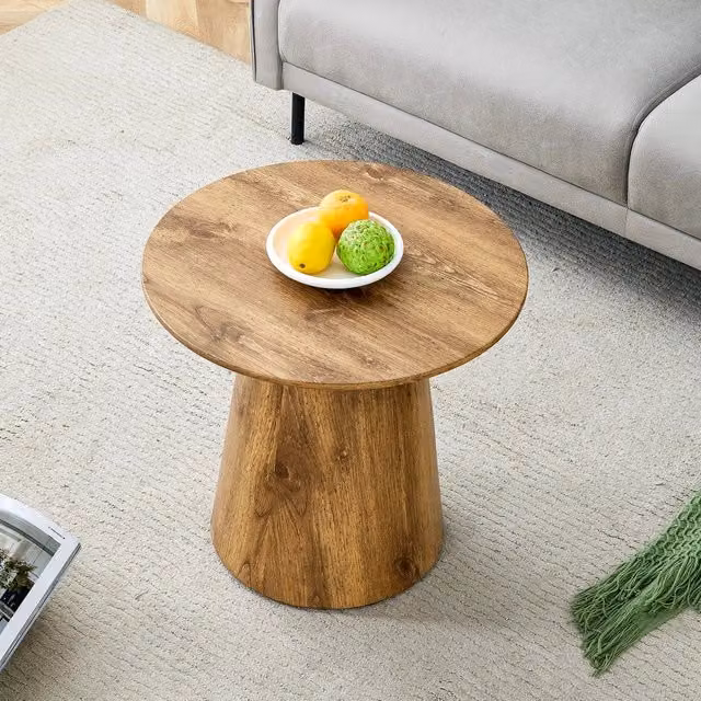 Tavolino da caffè rotondo MINIMAL in MDF effetto legno naturale marrone, Diametro: 50 cm, Altezza: 48 cm