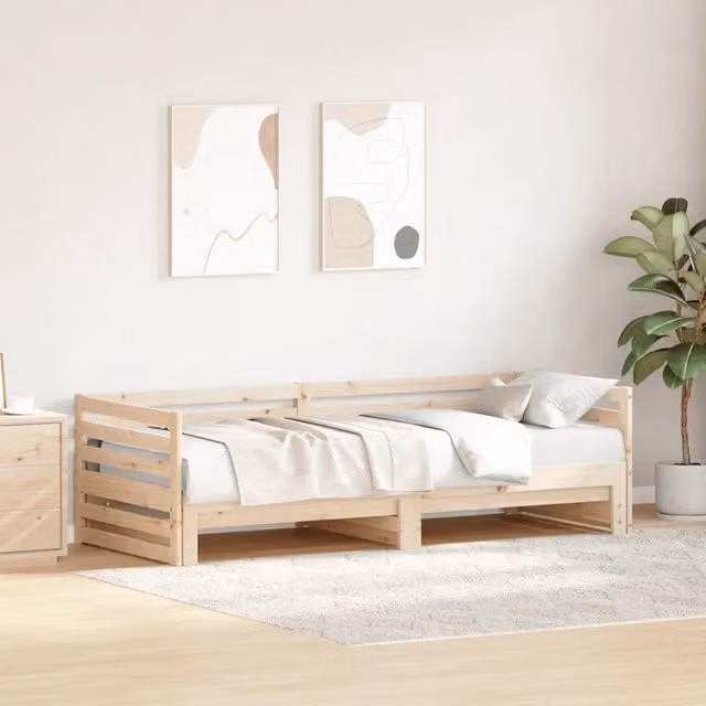 Divano letto con letto estraibile vidaXL in legno di pino rustico non trattato L/P/H: 203.5 x 80 x 164 cm
