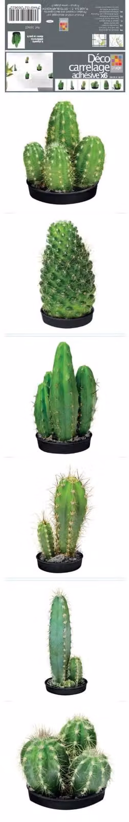 Adesivi per piastrelle PLAGE - Cactus, vinile, verde, 15 x 0,1 x 15 cm, 1 unità