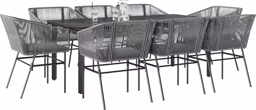 Maison Exclusive - Set da Pranzo da Giardino 9 pz con Cuscini Polyrattan Vetro