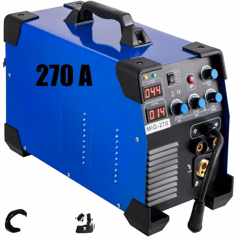 Saldatrice MIG, 270 A, 220 V, intervallo di corrente 50-200 A, design compatto, protezione contro il surriscaldamento